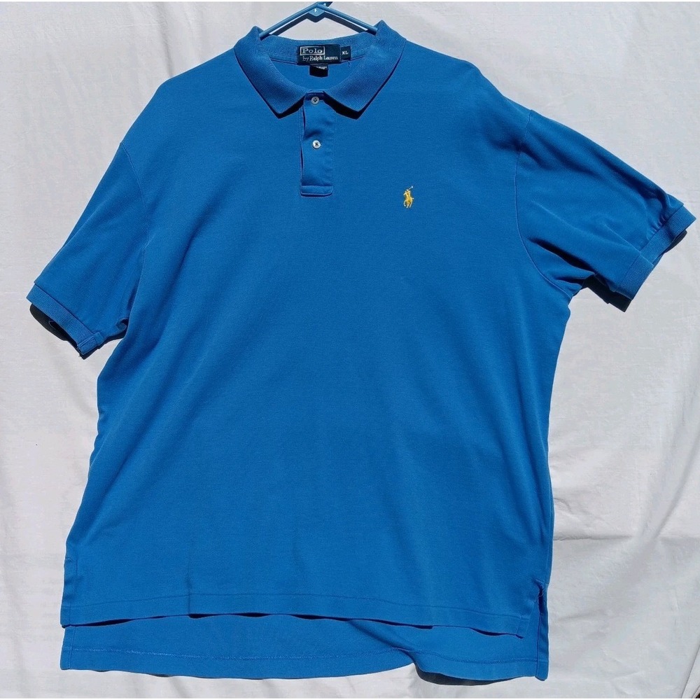 Polo Ralph Lauren Men Blue 100% Cotton Short Sleeve Polo Shirt Horse XL